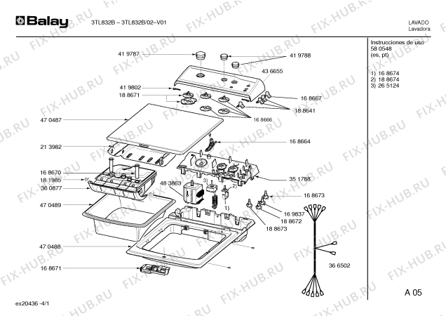 Схема №1 3TL822B TL822 с изображением Крышка для стиралки Bosch 00470487