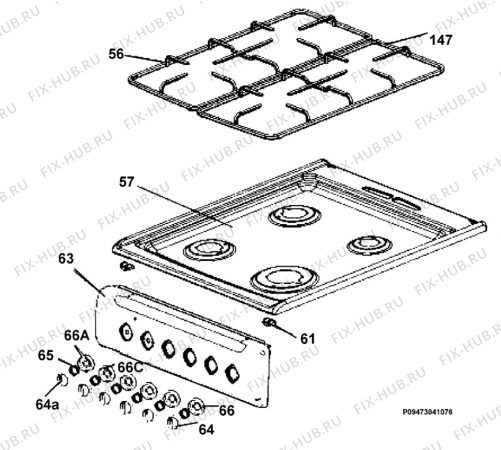 Взрыв-схема плиты (духовки) Zanussi ZCG554NX1 - Схема узла Section 4