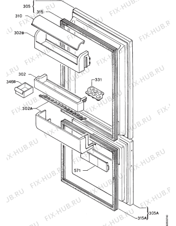 Взрыв-схема холодильника Rex RFC29SN - Схема узла Door 003