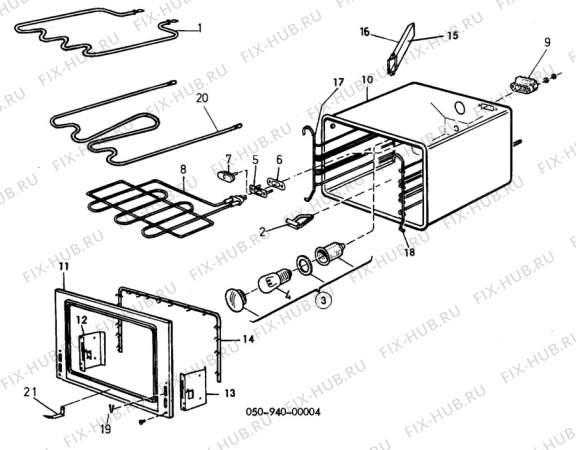 Взрыв-схема комплектующей Unknown ZS55 - Схема узла H10 Main Oven Cavity (large)