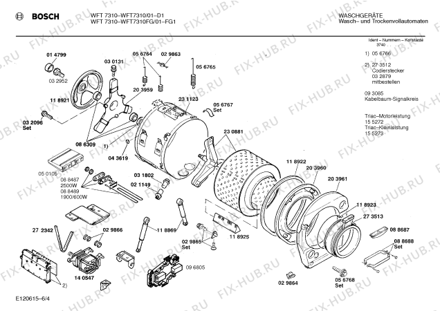 Взрыв-схема стиральной машины Bosch WFT7310 - Схема узла 04