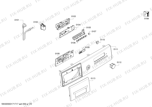 Схема №1 WM14B261NL iQ 100 с изображением Панель управления для стиралки Siemens 00746842