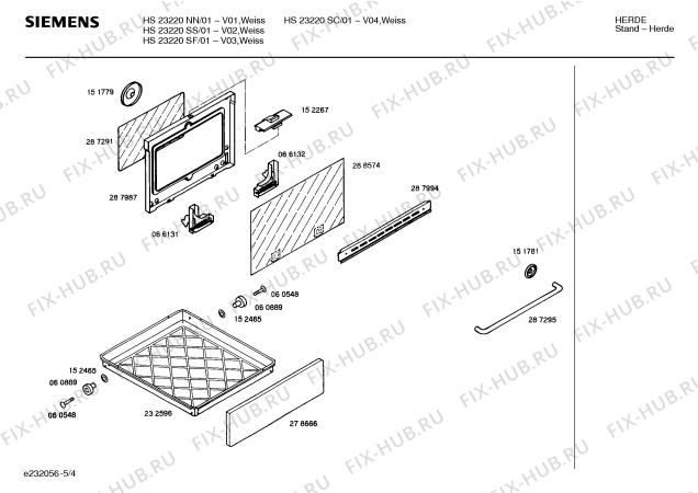 Взрыв-схема плиты (духовки) Siemens HS23220SF - Схема узла 04