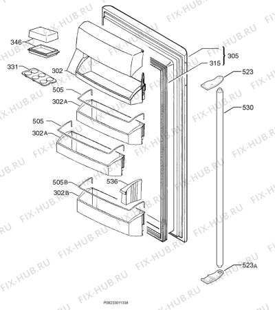 Взрыв-схема холодильника Aeg Electrolux S70308KA1 - Схема узла Door 003