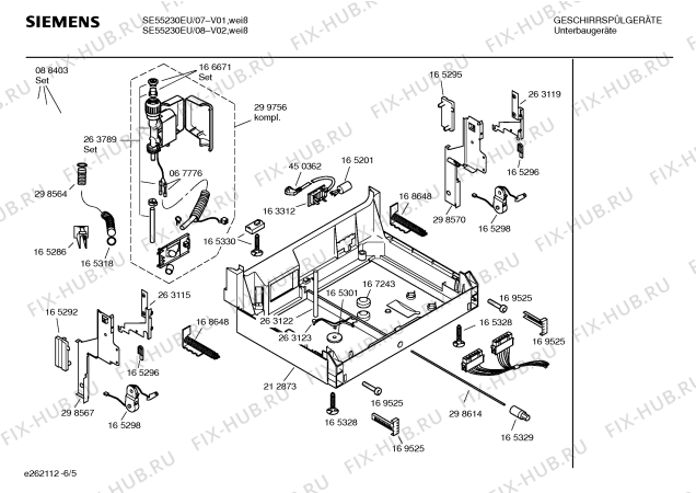 Взрыв-схема посудомоечной машины Siemens SE55230EU - Схема узла 05