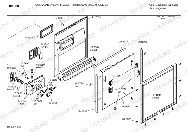 Схема №3 SGU49D05NL Silence comfort с изображением Передняя панель для посудомоечной машины Bosch 00434665