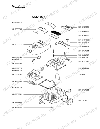 Взрыв-схема пылесоса Moulinex AAK456(1) - Схема узла IP002381.4P3