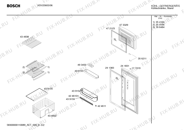 Схема №1 KSV25603 с изображением Инструкция по эксплуатации для холодильной камеры Bosch 00594298