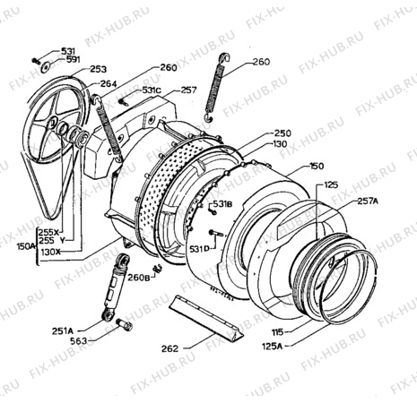 Взрыв-схема стиральной машины Zanussi FJ1053 - Схема узла Drum