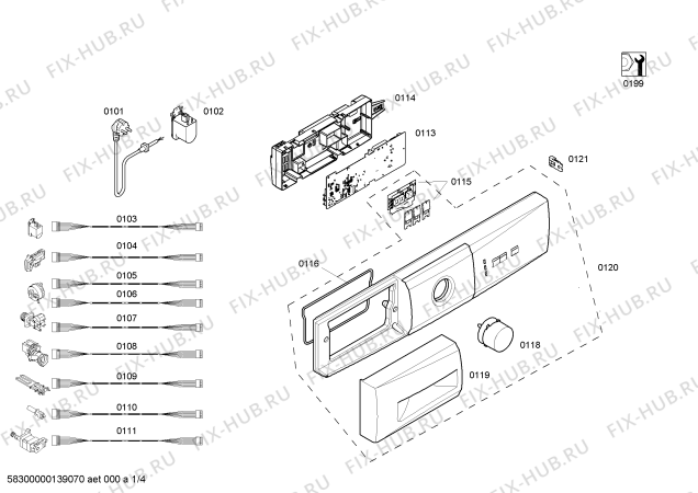 Схема №1 CWF08E060I с изображением Панель управления для стиральной машины Bosch 00674503