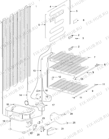 Взрыв-схема холодильника Zanussi ZFC44/32GA - Схема узла Cooling system 017