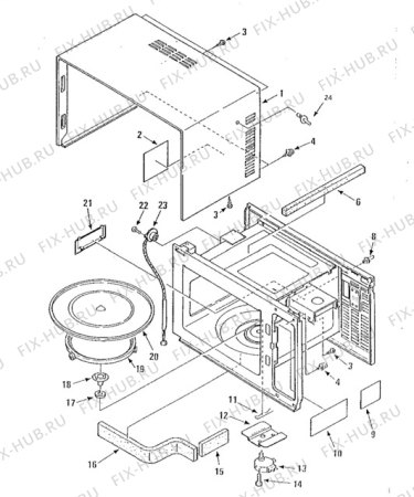 Взрыв-схема микроволновой печи Zanussi ME-240S - Схема узла Oven body