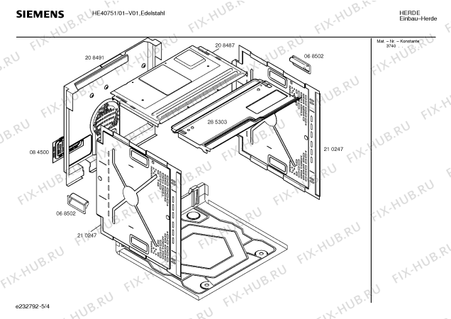 Взрыв-схема плиты (духовки) Siemens HE40751 - Схема узла 04