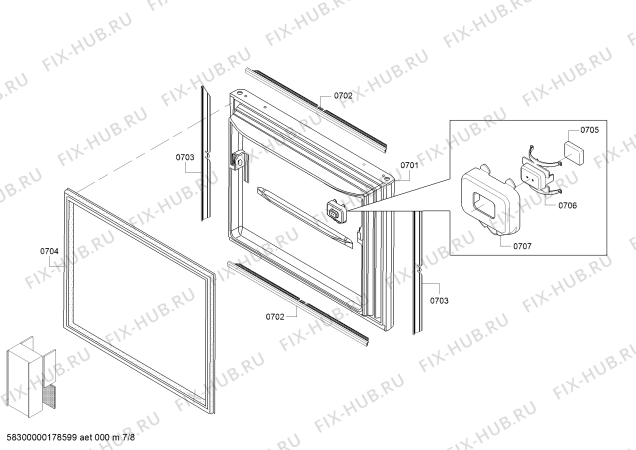 Схема №2 B22CT80SNP с изображением Консоль для холодильной камеры Bosch 11008047