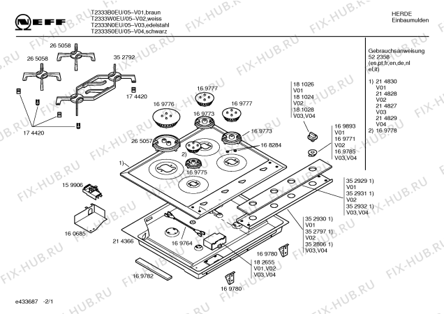 Схема №1 T2333N0EU с изображением Столешница для плиты (духовки) Bosch 00214827