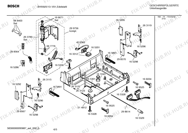 Взрыв-схема посудомоечной машины Bosch SHI5925 - Схема узла 05