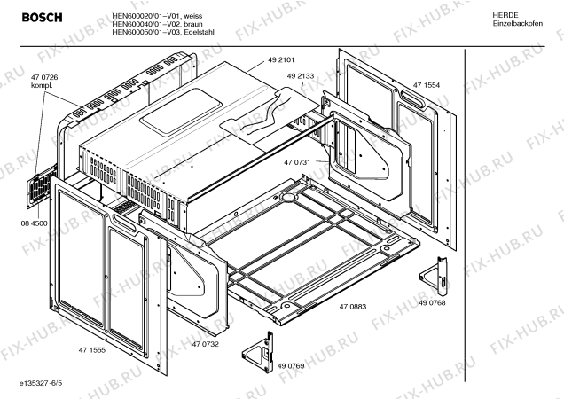Взрыв-схема плиты (духовки) Bosch HEN600050 - Схема узла 05