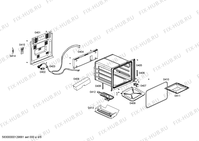 Взрыв-схема плиты (духовки) Bosch HSG47I50SC - Схема узла 04
