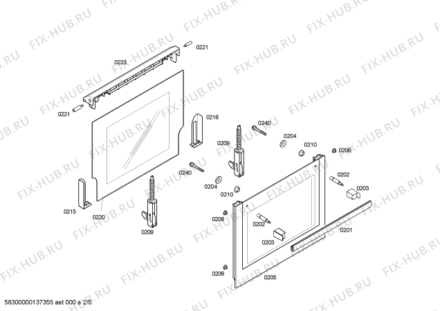 Схема №2 HEV43T350E Horno bosch poliv.multif.inox cif_e с изображением Внешняя дверь для духового шкафа Bosch 00673212