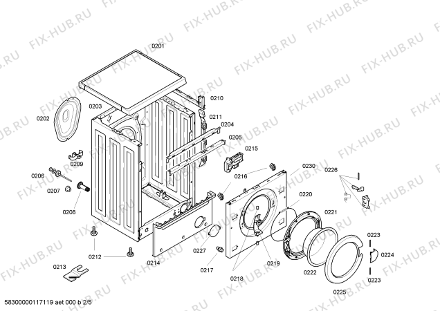 Взрыв-схема стиральной машины Siemens WM12E42DEE - Схема узла 02