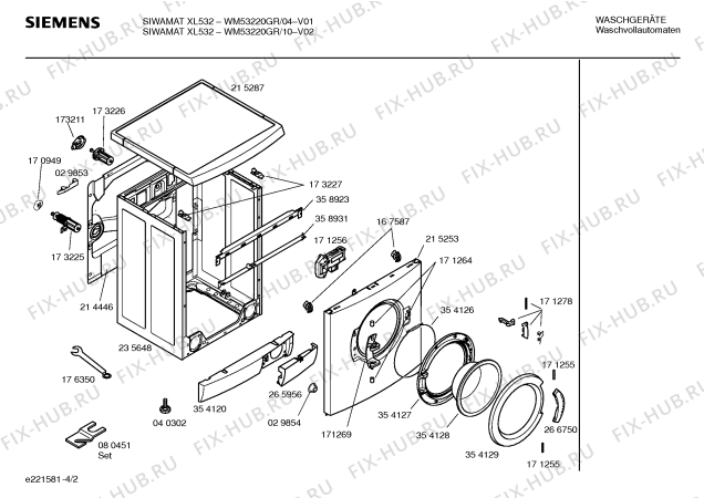 Схема №1 WM53220GR SIWAMAT XL532 electronic с изображением Инструкция по установке и эксплуатации для стиральной машины Siemens 00525974