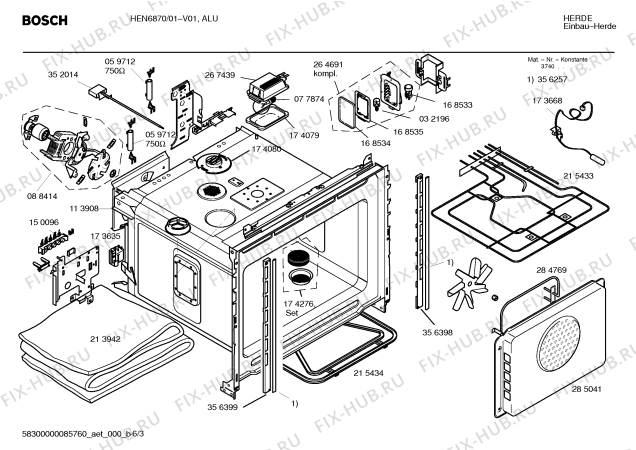 Взрыв-схема плиты (духовки) Bosch HEN6870 - Схема узла 03