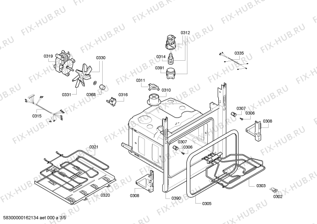 Взрыв-схема плиты (духовки) Bosch HBG43T450 H.BO.NP.L2D.IN.GLASS.B4/.X.E0_C/// - Схема узла 03