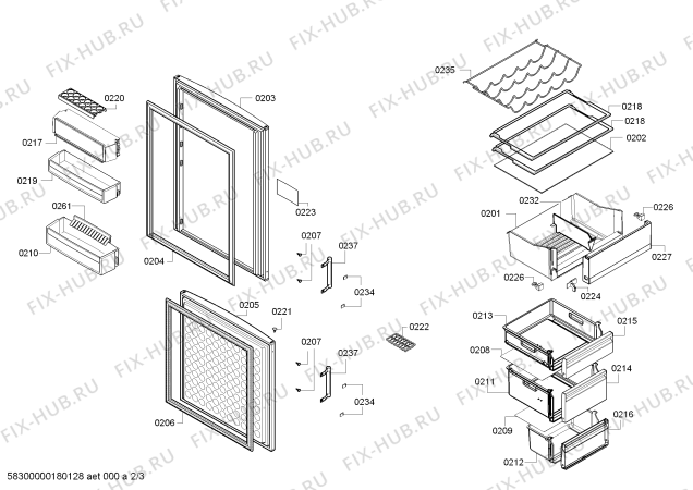 Схема №2 KGV36EL30 Bosch с изображением Инструкция по эксплуатации для холодильной камеры Bosch 00766523