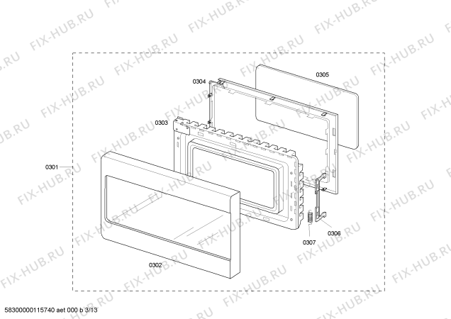 Схема №3 SEM302BS с изображением Декоративная рамка для плиты (духовки) Bosch 00143592