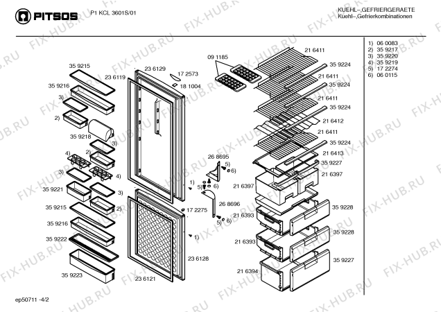 Взрыв-схема холодильника Pitsos P1KCL3601S - Схема узла 02