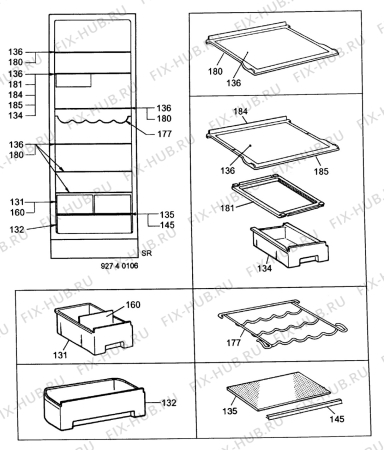 Взрыв-схема холодильника Electrolux ER3219C - Схема узла Internal parts