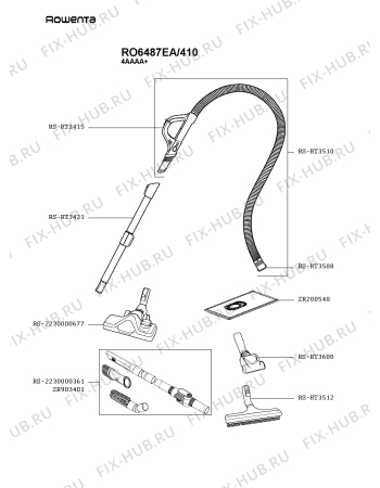 Взрыв-схема пылесоса Rowenta RO6487EA/410 - Схема узла EP005790.2P2