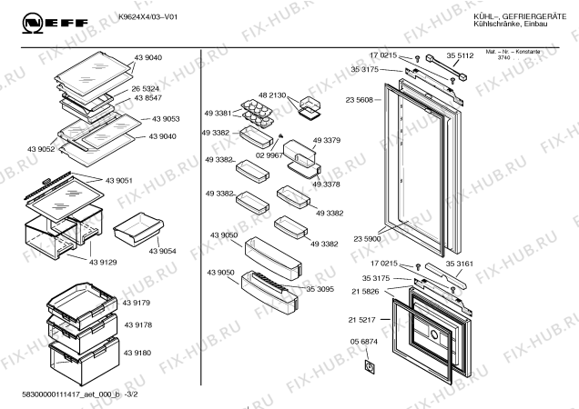 Схема №1 K9624X4 с изображением Дверь для холодильной камеры Bosch 00215608