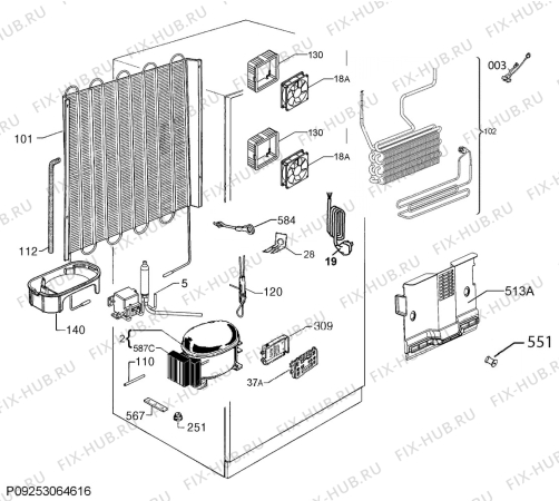 Взрыв-схема холодильника Electrolux IK2708BZR - Схема узла Cooling system 017