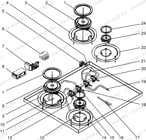 Взрыв-схема плиты (духовки) SCHOLTES TL600CFTLIXCENL (F014240) - Схема узла