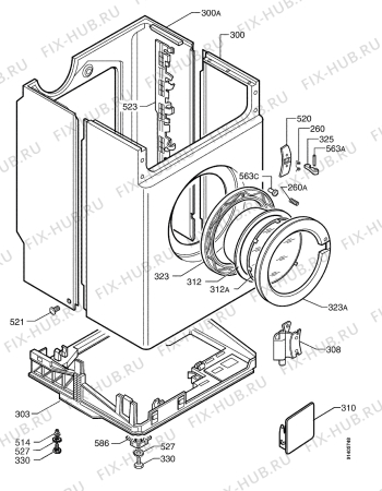 Взрыв-схема стиральной машины Electrolux EW610F - Схема узла Cabinet + armatures