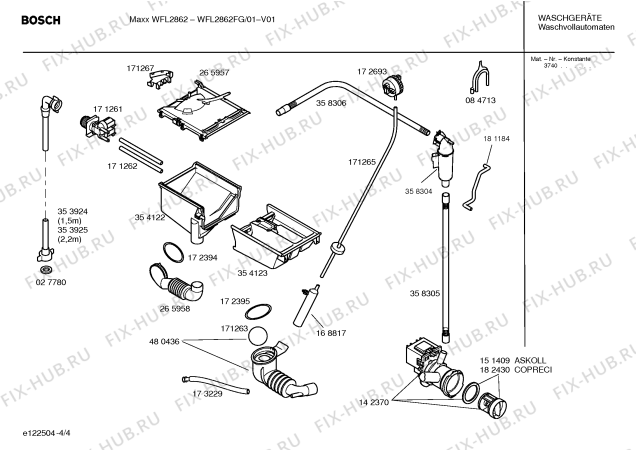 Схема №1 WFL2862FG Maxx WFL2862 с изображением Таблица программ для стиралки Bosch 00587614