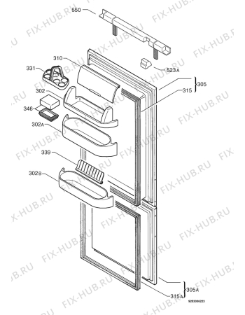 Взрыв-схема холодильника Electrolux ERO2925 - Схема узла Door 003