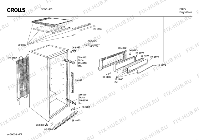 Взрыв-схема холодильника Crolls RF9614 - Схема узла 02