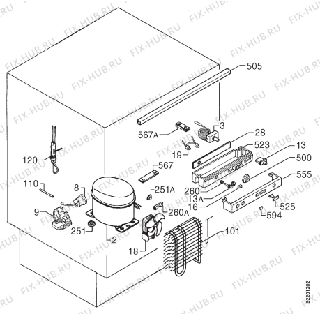 Взрыв-схема холодильника Arthurmartinelux AU6220U - Схема узла Cooling system 017