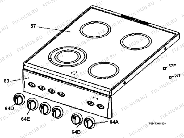 Взрыв-схема плиты (духовки) Electrolux EKC510100X - Схема узла Section 4