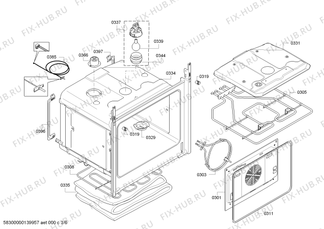 Взрыв-схема плиты (духовки) Bosch HBA56B550B - Схема узла 03