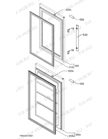 Схема №1 KA2411L/A01 с изображением Дверь для холодильной камеры Aeg 8090542039