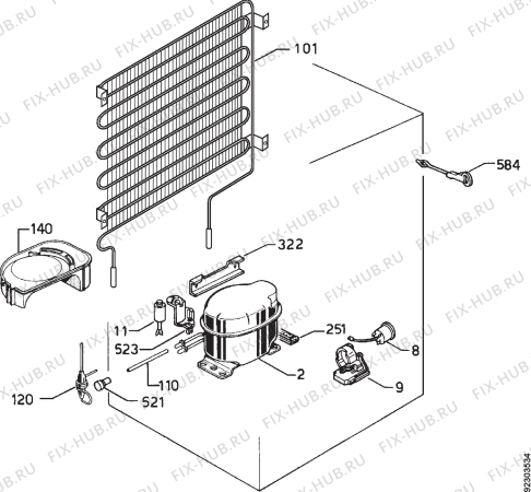 Взрыв-схема холодильника Privileg 026383_4903 - Схема узла Cooling system 017