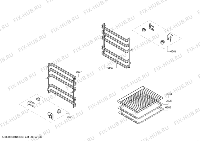 Взрыв-схема плиты (духовки) Siemens HP223513P - Схема узла 05