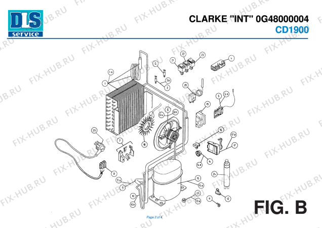 Взрыв-схема кондиционера Clarke CD 1900 - Схема узла 2