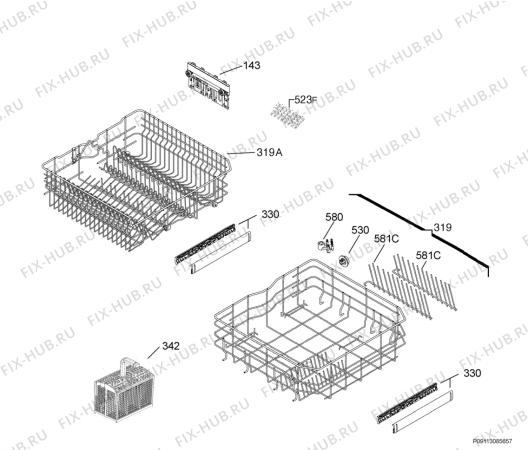 Взрыв-схема посудомоечной машины Aeg Electrolux F77001WOP - Схема узла Basket 160