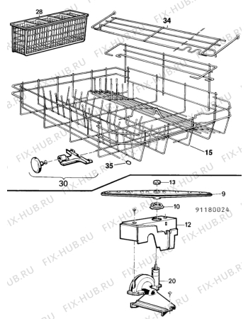 Взрыв-схема посудомоечной машины Elektro Helios DC440-4 - Схема узла W20 Baskets