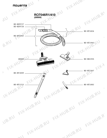 Взрыв-схема пылесоса Rowenta RO7046R1/410 - Схема узла UP002526.6P2