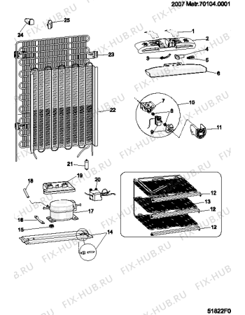 Взрыв-схема холодильника Hotpoint-Ariston MBP1822HA (F048233) - Схема узла